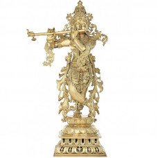 कांस्यलोहः श्री कृष्णविग्रहः [Super Fine Bronze Sri Krishna Statue]